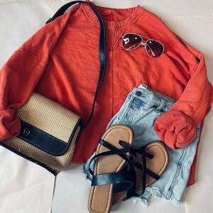 Red/coral oversized boyfriend sweatshirt